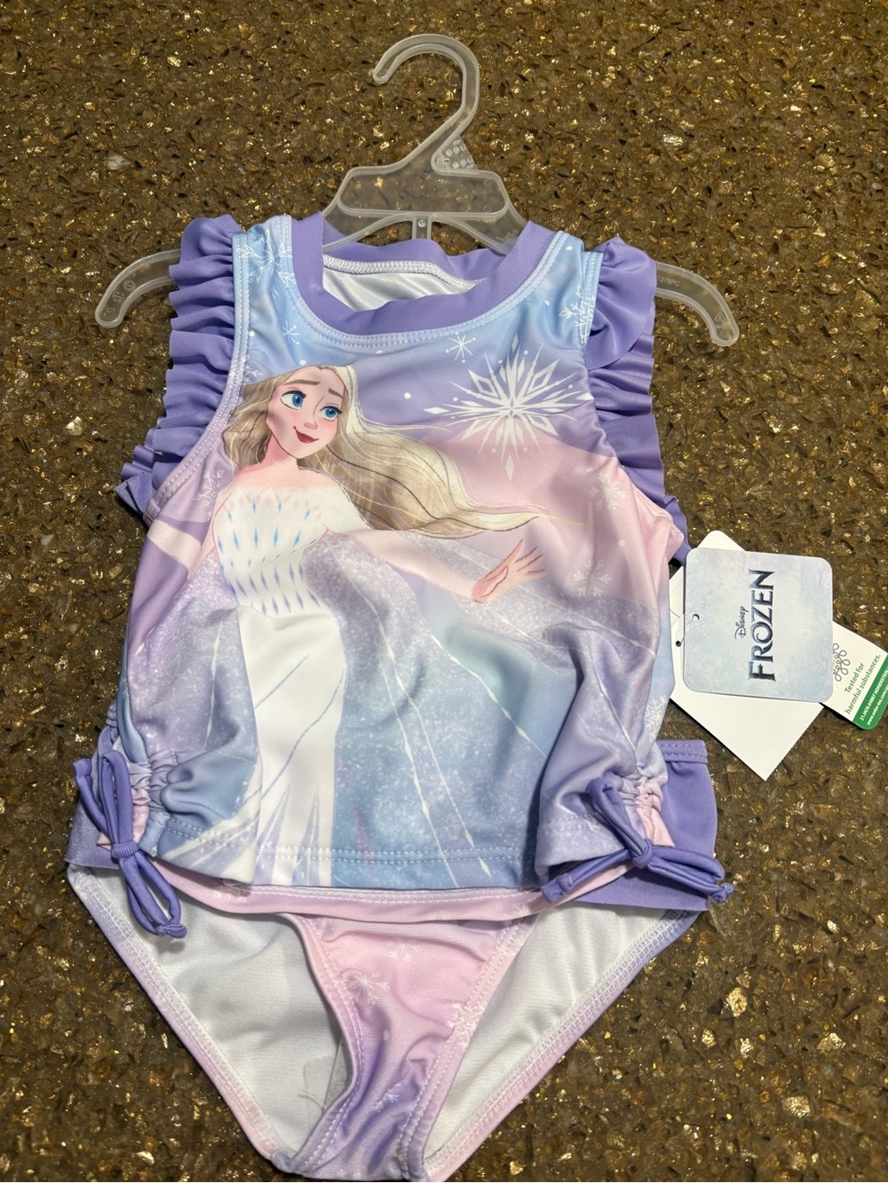 Disney Frozen Elsa Pastel Purple & Pink Ombre Girls Swim Set